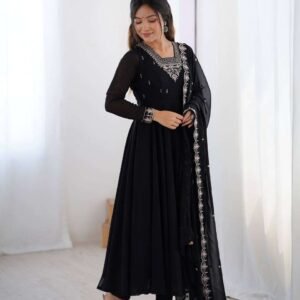 Womens Fox Georgette Anarkali Kurti with Pant & Dupatta Set